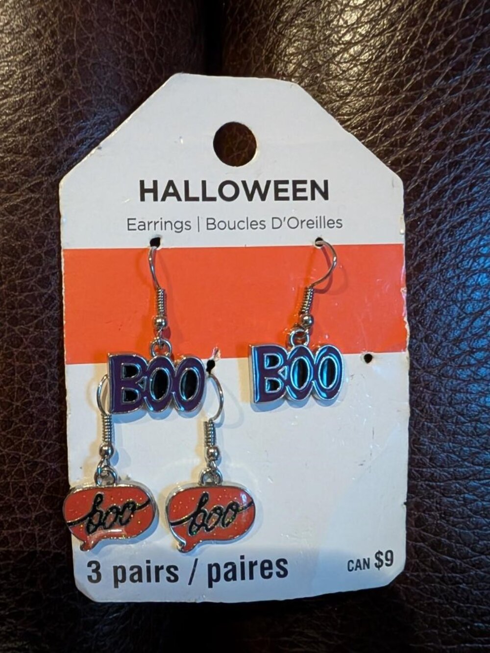 Vintage Halloween 2 Pair Enamel BOO Earrings. Check the pictures for Details